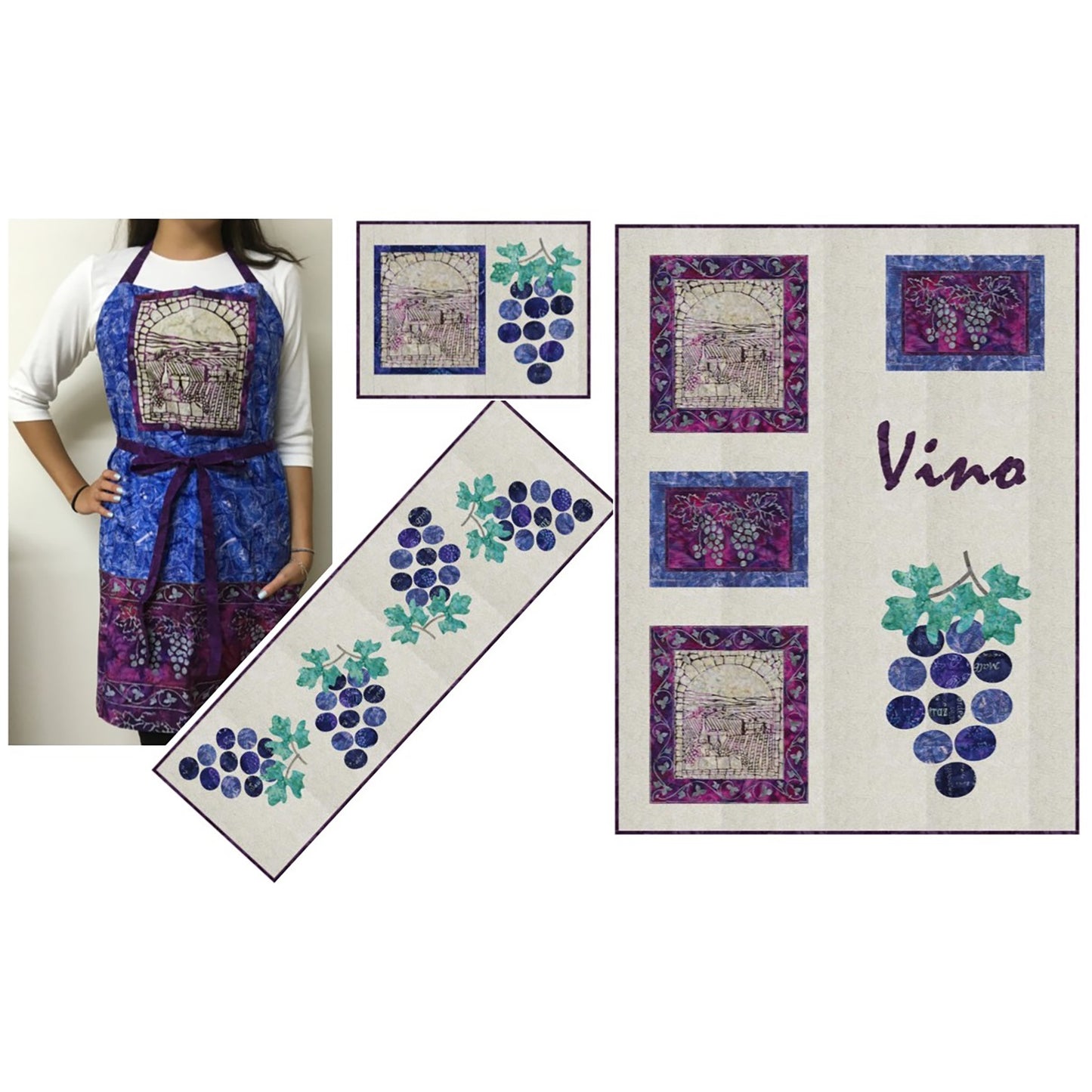 Wine Tour Table Set and Apron Pattern PC-248 - Paper Pattern