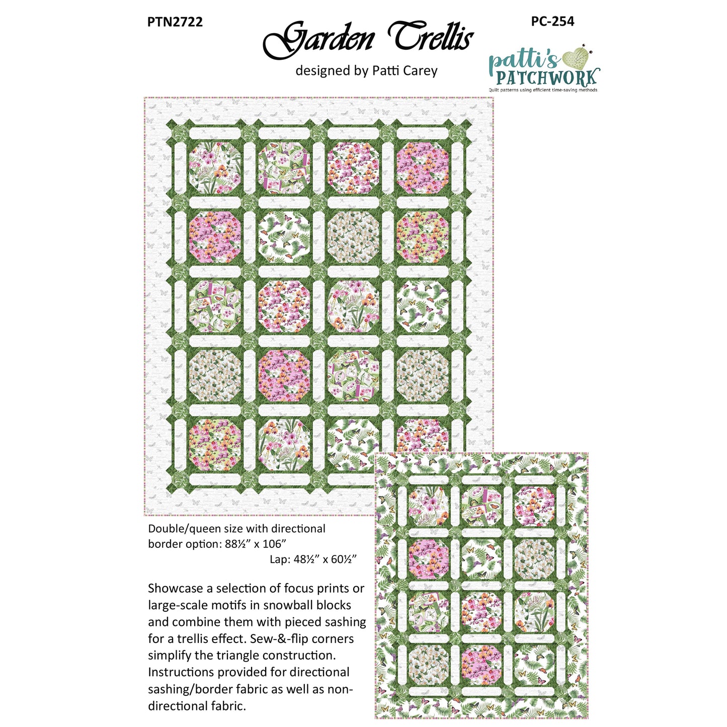 Cover image of pattern for Garden Trellis quilts.