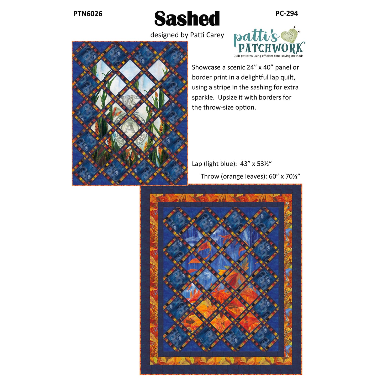 Sashed Quilt Pattern PC-294 - Paper Pattern