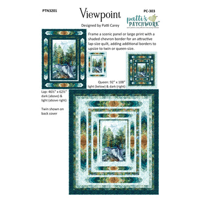 Pattis Patchwork Viewpoint quilt pattern with scenic design and border options.