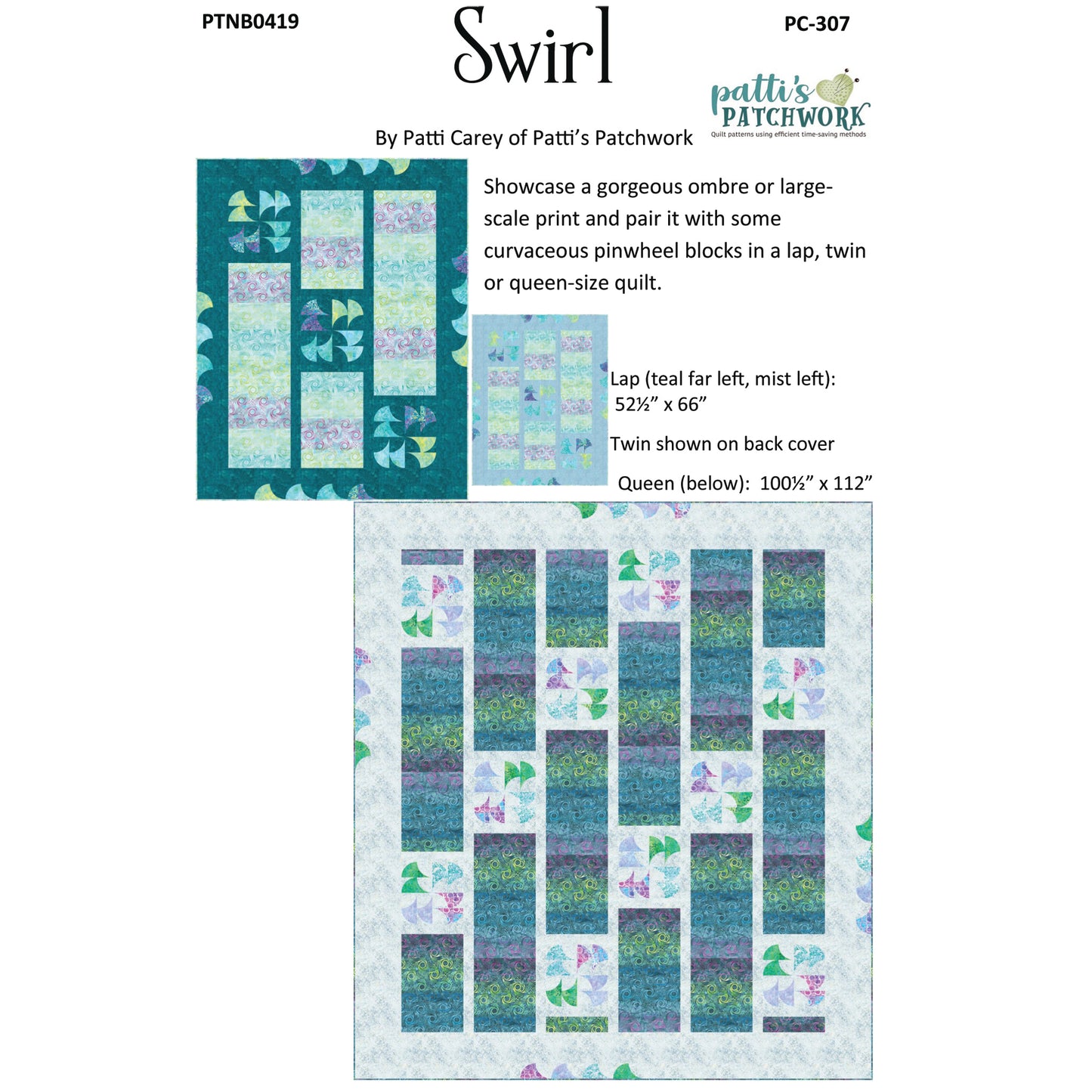 Cover image of pattern for Swirl Quilts.