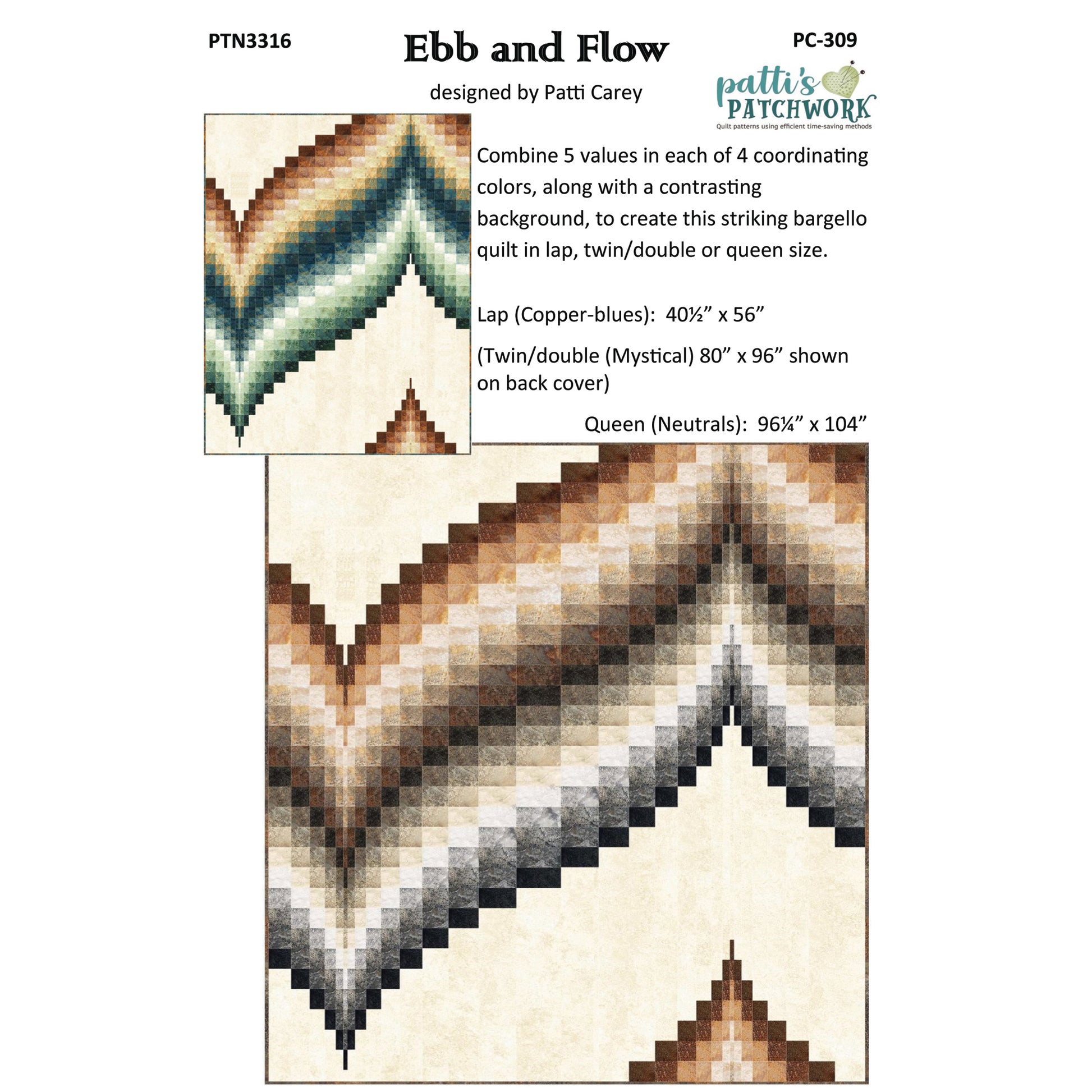 Cover image of pattern for Ebb and Flow Quilts.