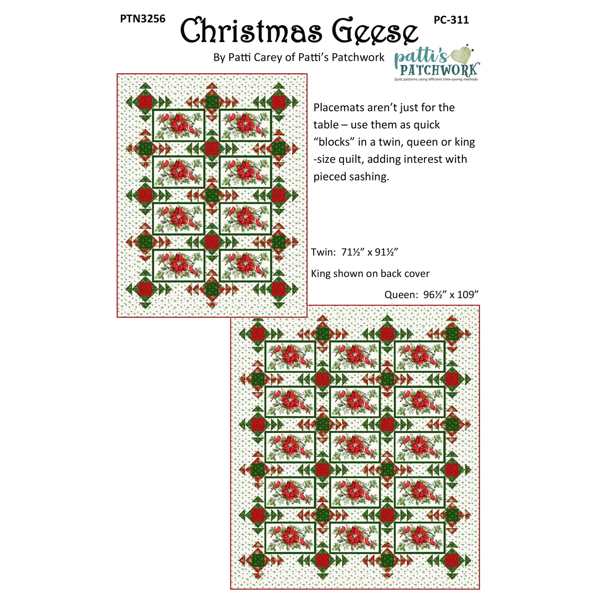 Cover image of pattern for Christmas Geese quilts.