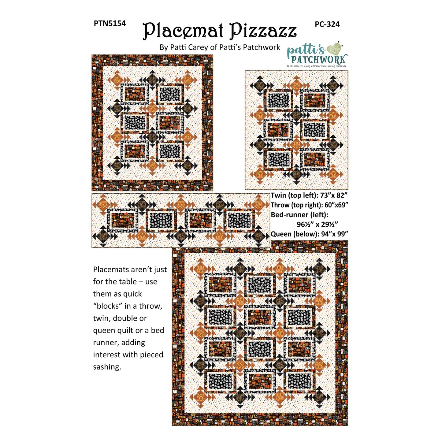Placemat Pizzazz Quilt PC-324e - Downloadable Pattern