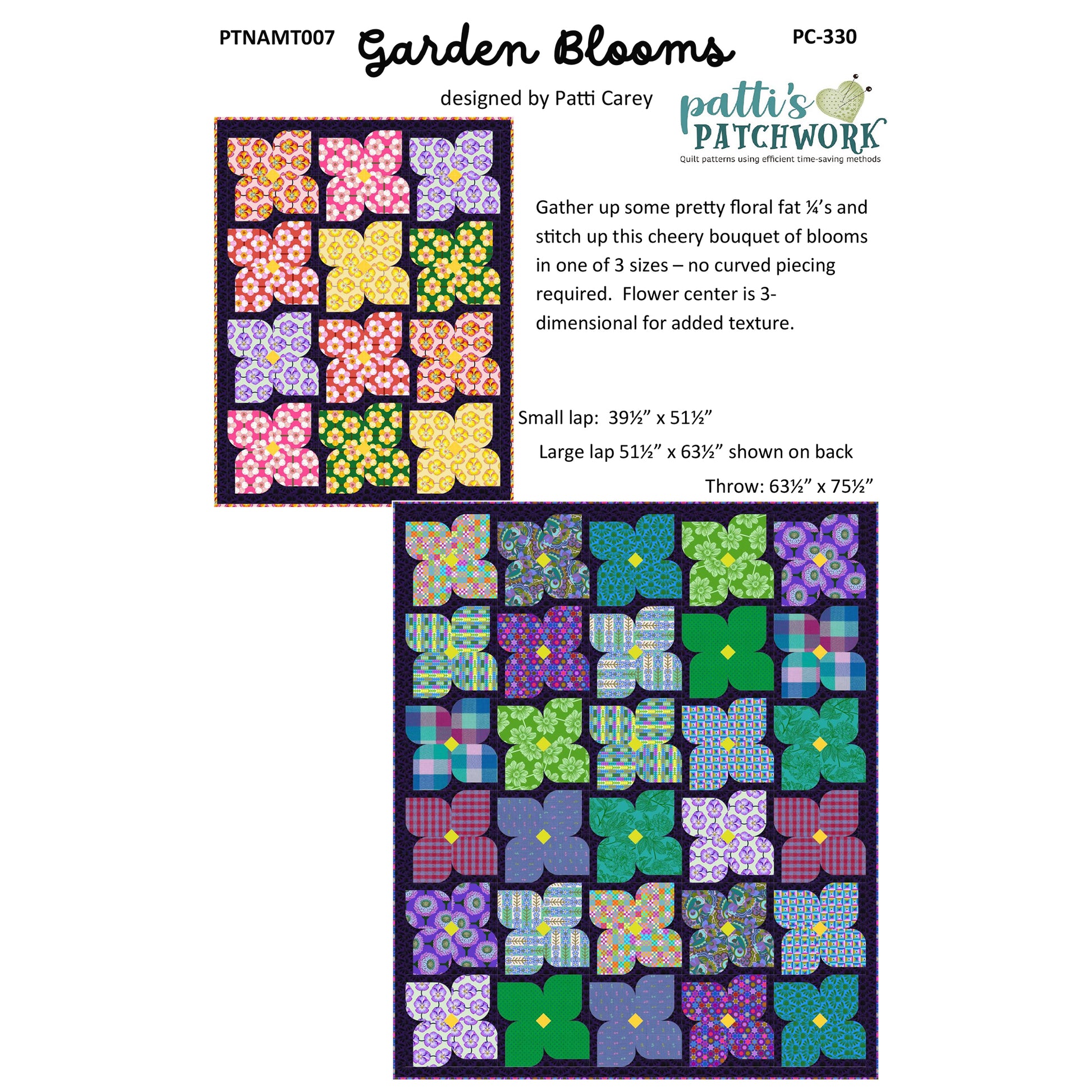 Cover image of pattern for Garden Blooms quilts.