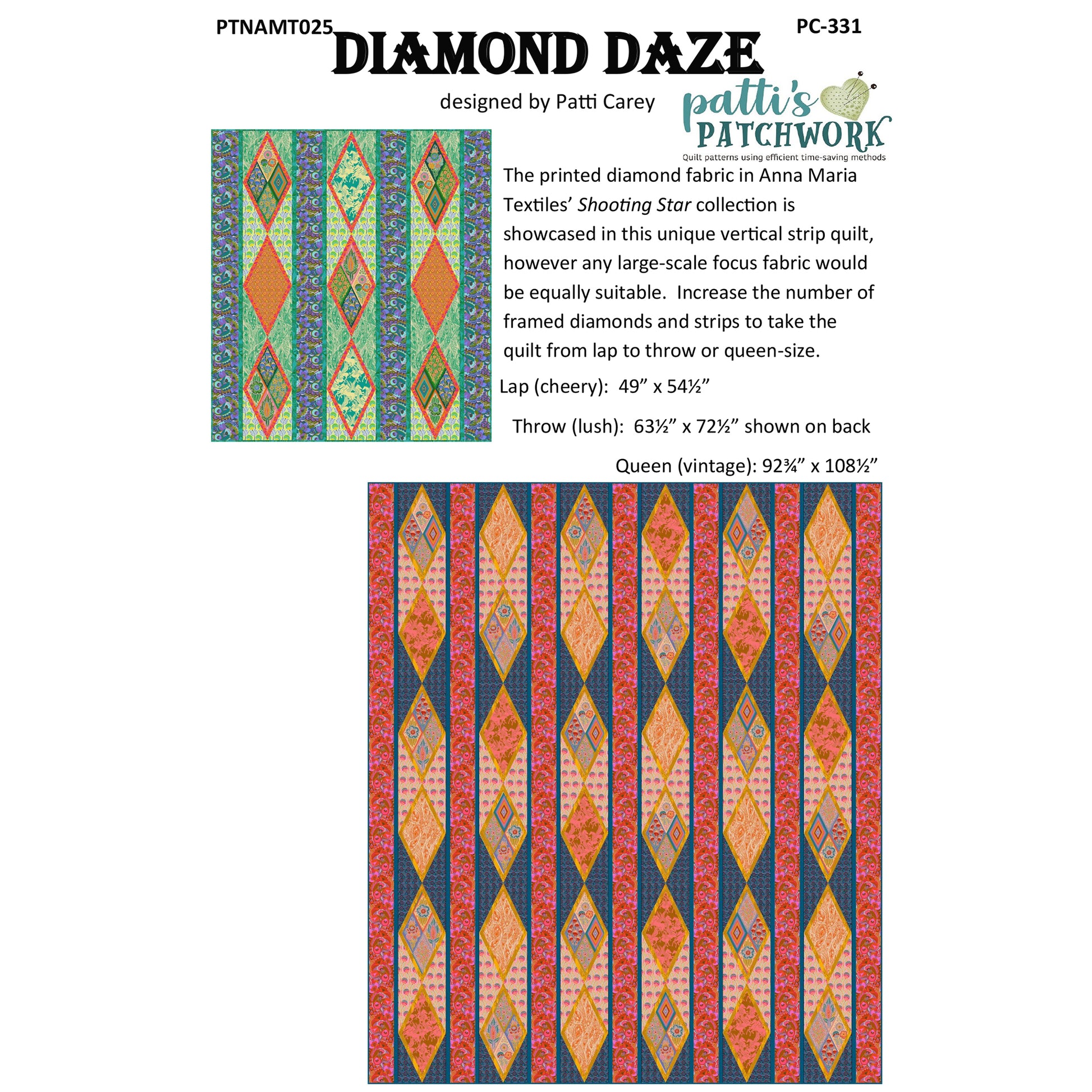 Cover image of pattern for Diamond Daze quilts.