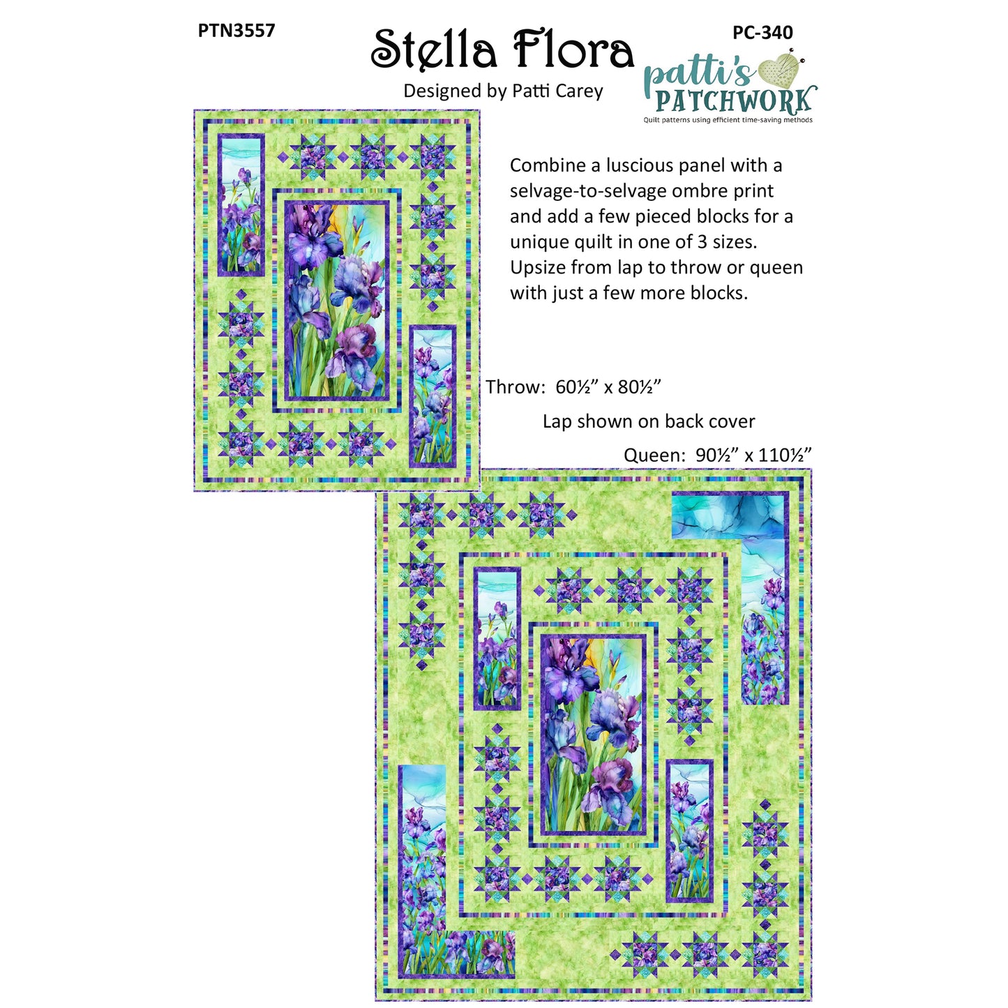 Cover image of pattern for Stella Flora quilts.