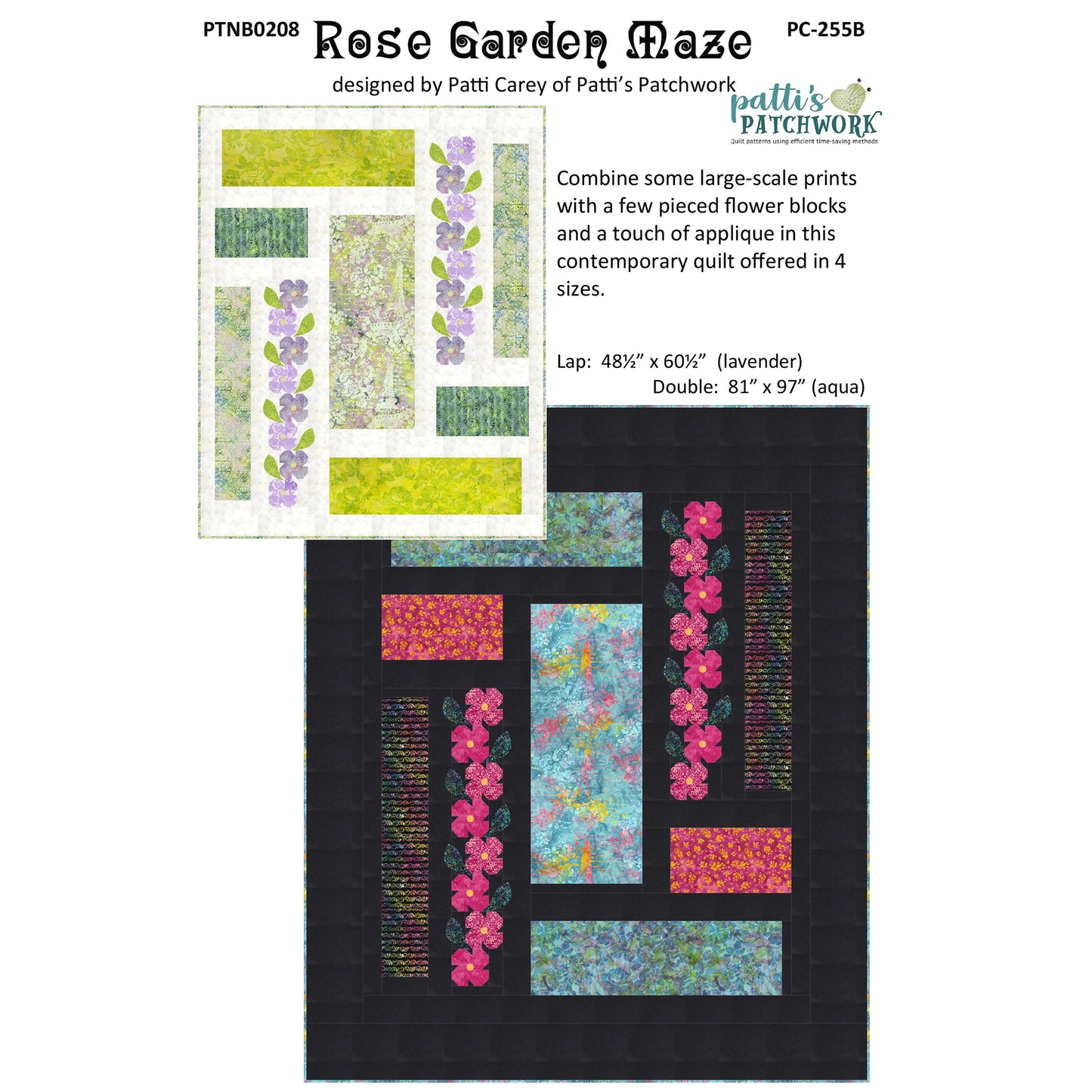 Rose Garden Maze Quilt Pattern PC-255Bw - Wholesale Product
