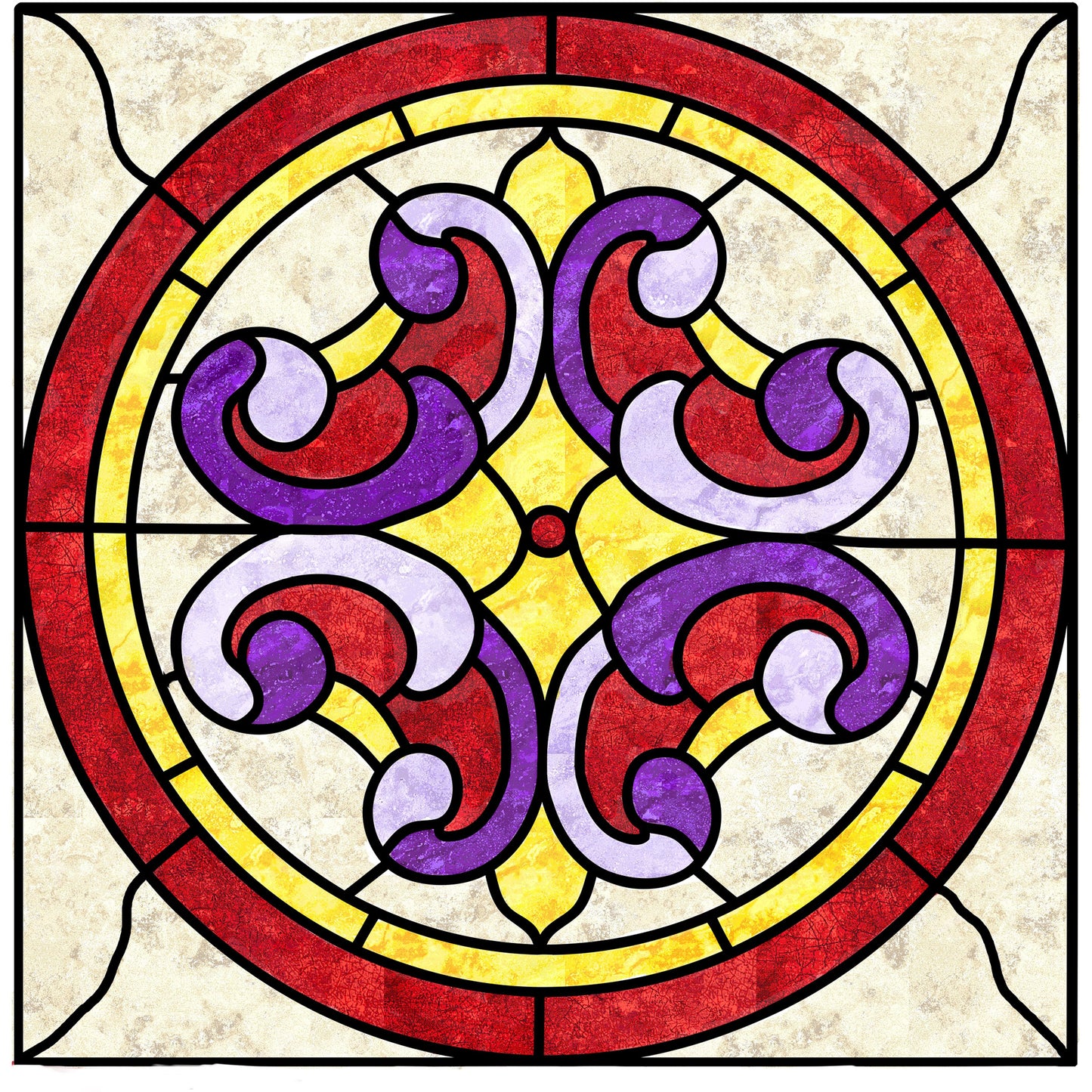 Victorian Scroll Stained Glass Quilt Pattern PES-102 - Paper Pattern