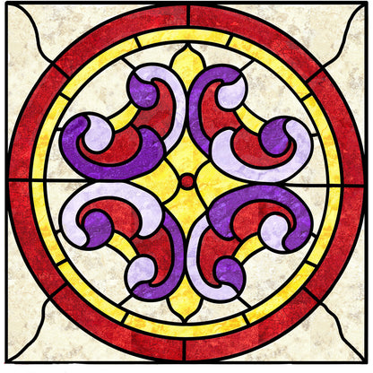 Victorian Scroll Stained Glass Quilt Pattern PES-102 - Paper Pattern
