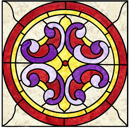 Victorian Scroll Stained Glass Quilt PES-102e - Downloadable Pattern
