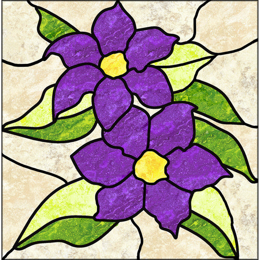 Clematis Stained Glass Quilt PES-108e - Downloadable Pattern