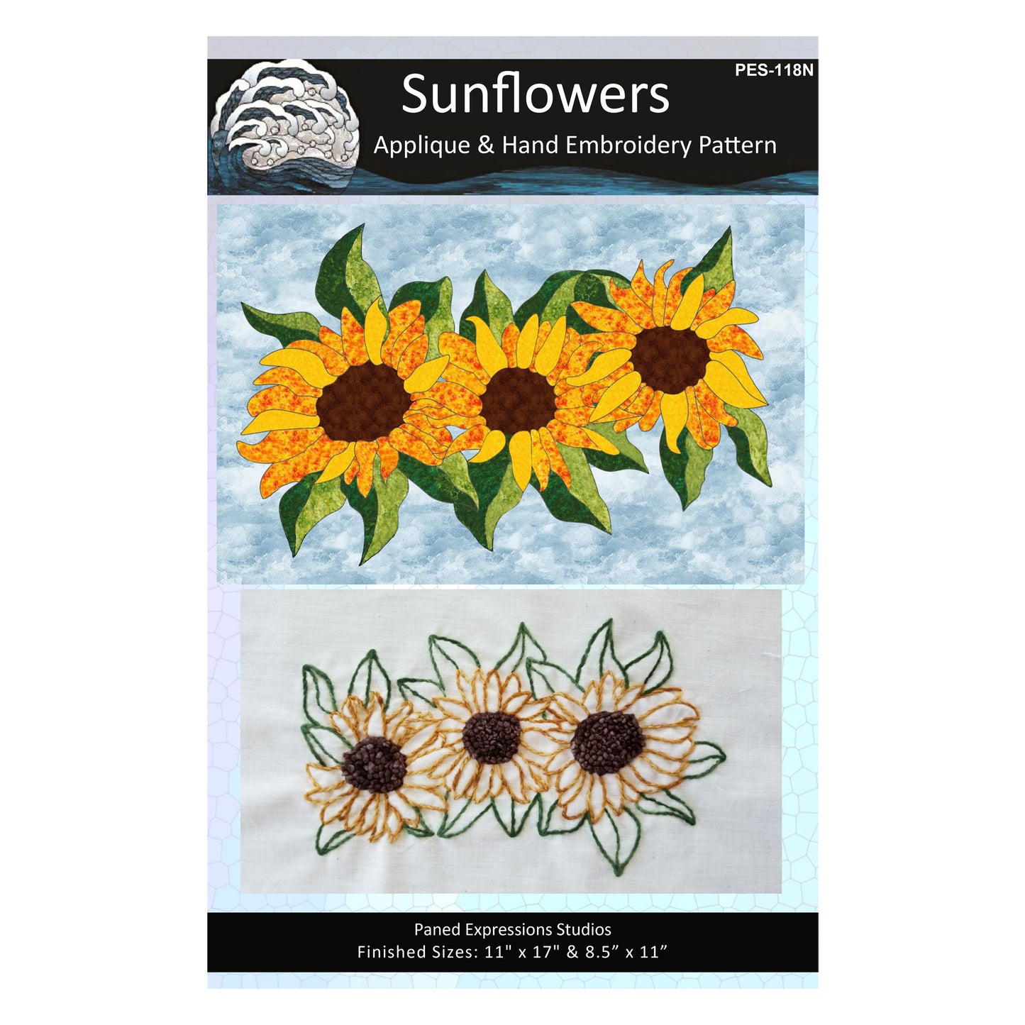Sunflowers Applique & Hand Embroidery PES-118Ne - Downloadable Pattern