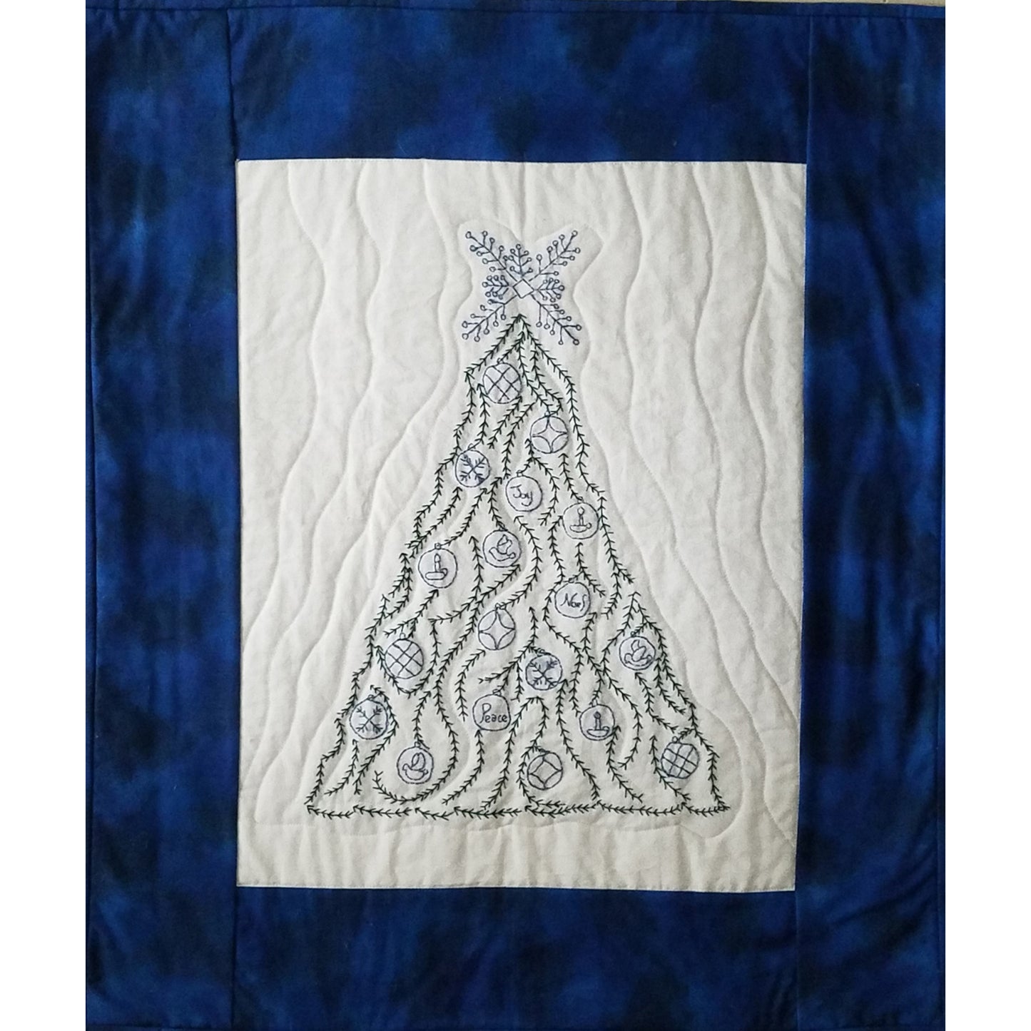 Blue Christmas Embroidered Wall Hanging Pattern PG-108 - Paper Pattern