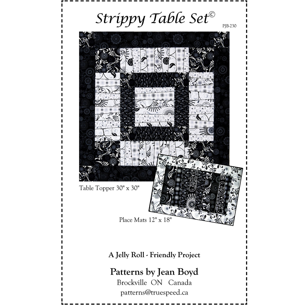 Strippy Table Set Pattern PJB-230 - Paper Pattern