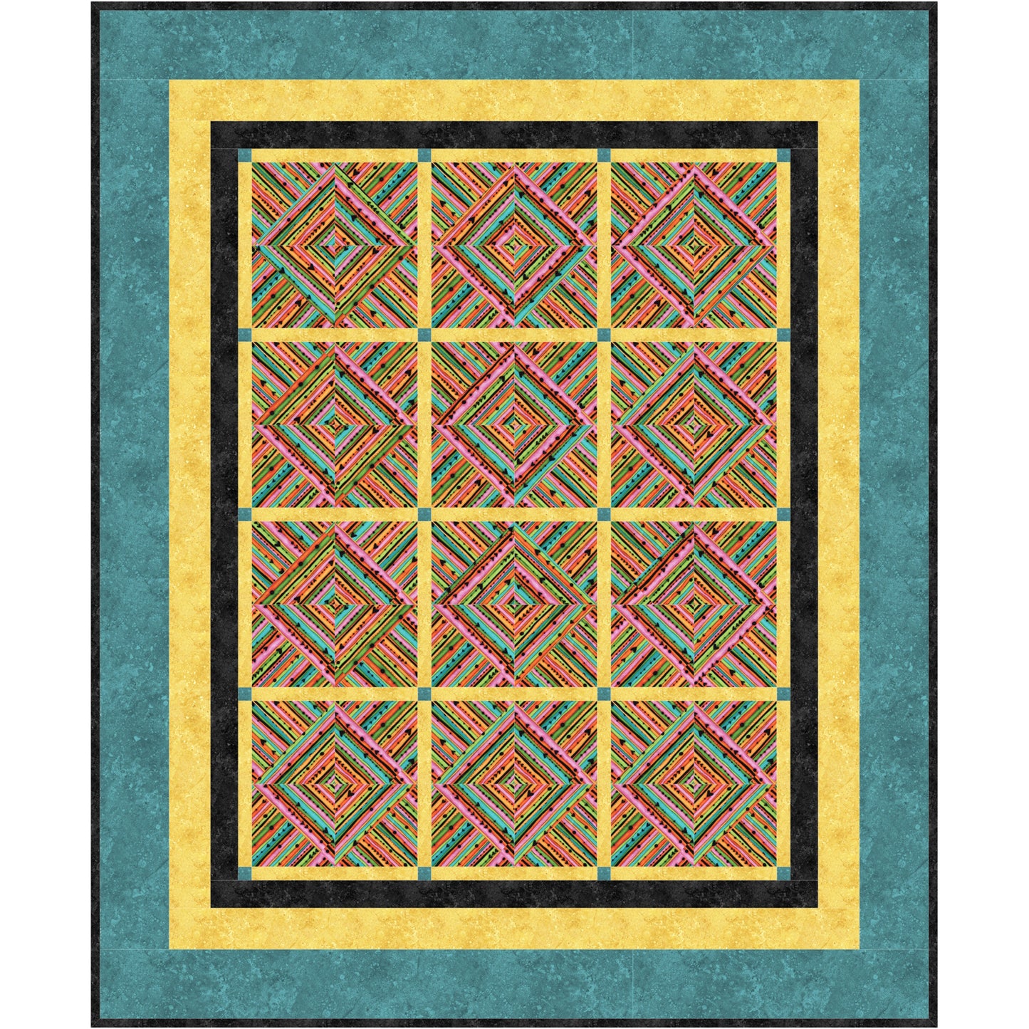 Stripey Squares Quilt Pattern PJB-287 - Paper Pattern