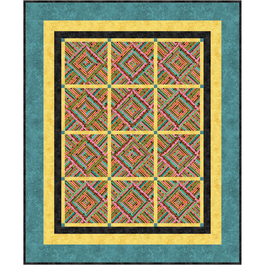 Stripey Squares Quilt PJB-287e - Downloadable Pattern