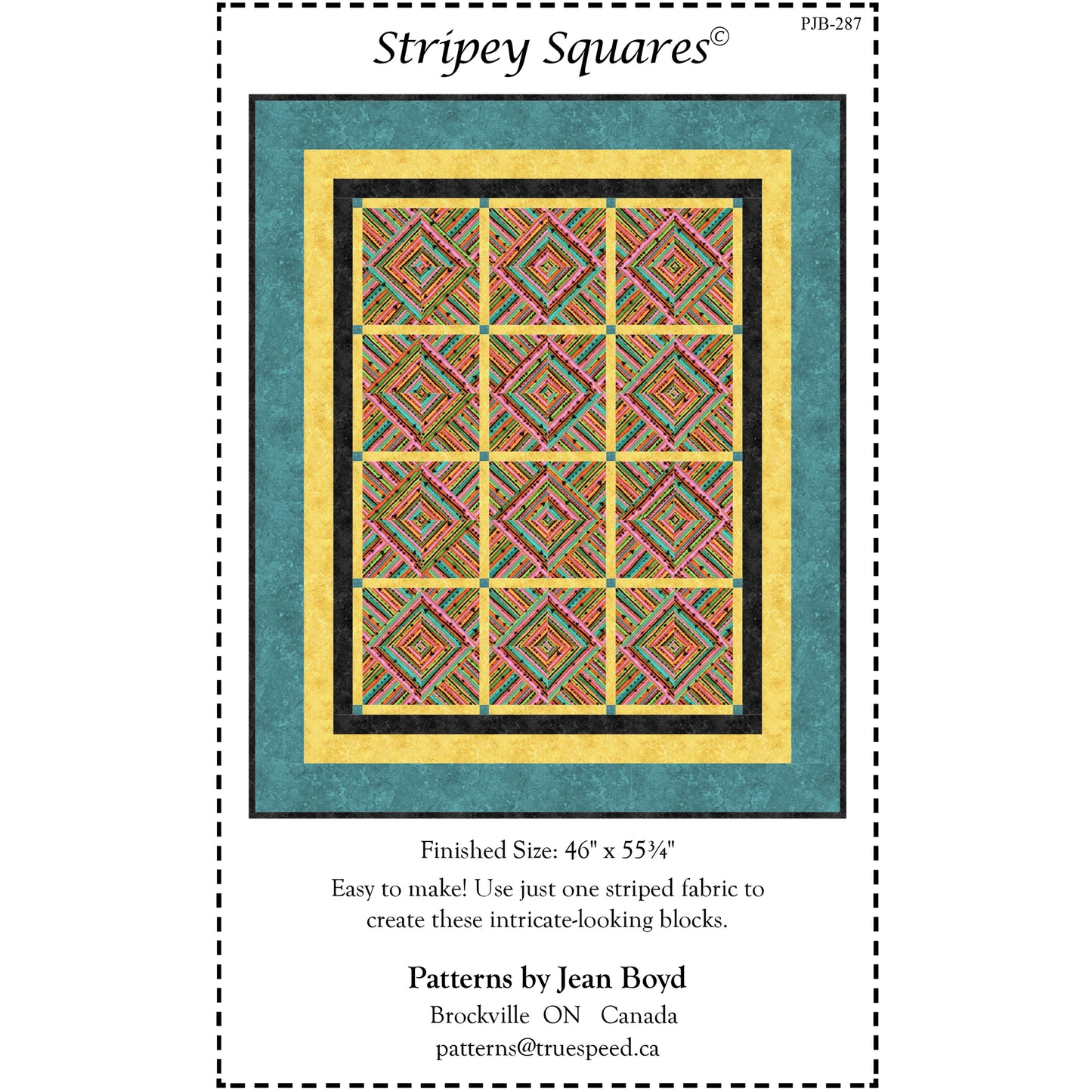 Stripey Squares Quilt Pattern PJB-287 - Paper Pattern