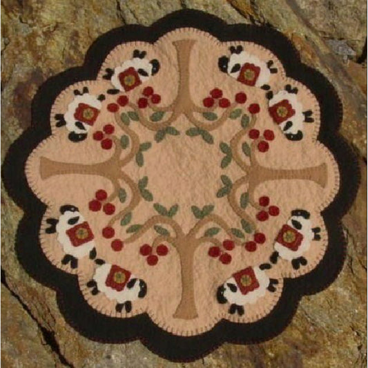 Under the Cherry Trees Penny Rug Candle Mat PLP-101e - Downloadable Pattern