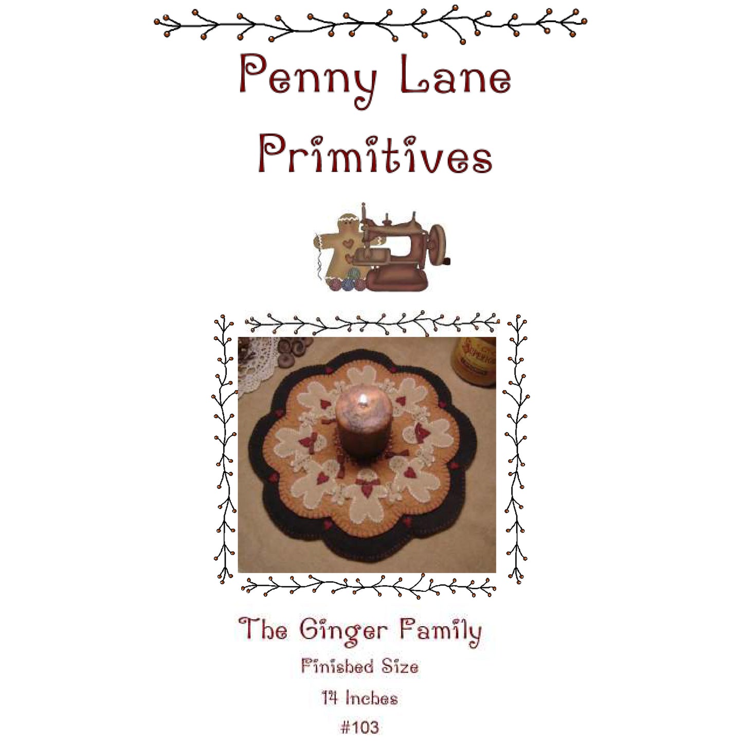 Gingerbread Family Penny Rug Candle Mat Pattern PLP-103 - Paper Pattern