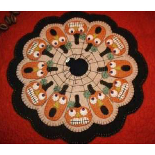 Scaredy Jacks! Penny Rug Candle Mat PLP-107e  - Downloadable Pattern