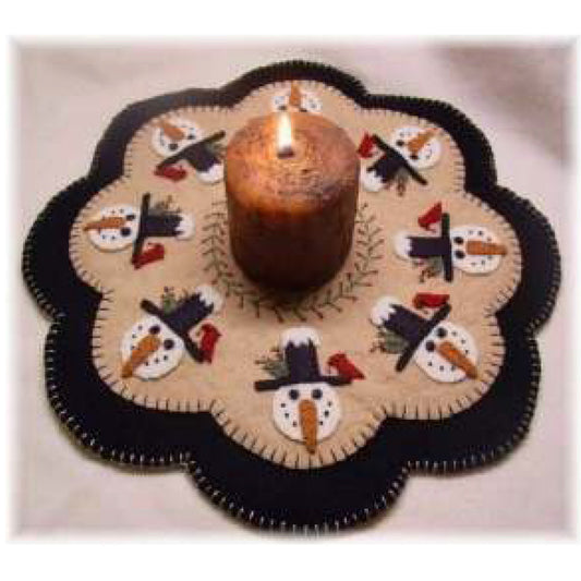 Winter Friends Snowman Penny Rug Candle Mat PLP-110e - Downloadable Pattern