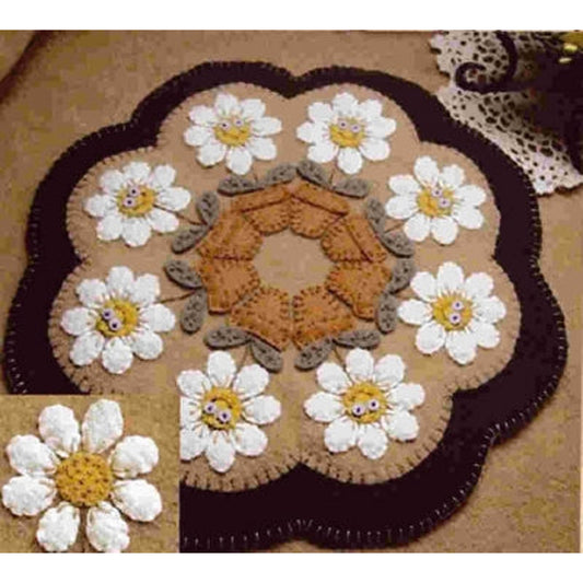 Delightful Daisies Penny Rug Candle Mat PLP-112e - Downloadable Pattern