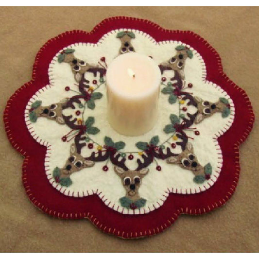 Santa's Reindeer Christmas Penny Rug Candle Mat PLP-116e - Downloadable Pattern