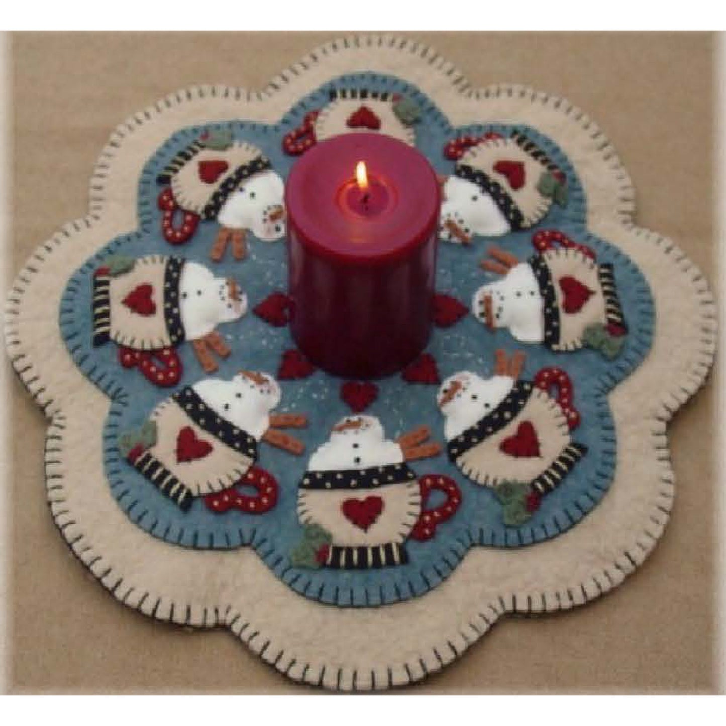 Santa's Cocoa Penny Rug Candle Mat Snowman PLP-118e - Downloadable Pattern