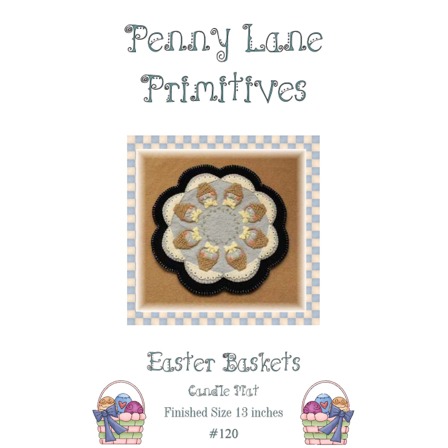 Easter Baskets Penny Rug Candle Mat PLP-120e - Downloadable Pattern