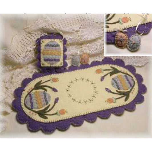 Elegant Eggs Easter Penny Rug Candle Mat Set PLP-123e - Downloadable Pattern