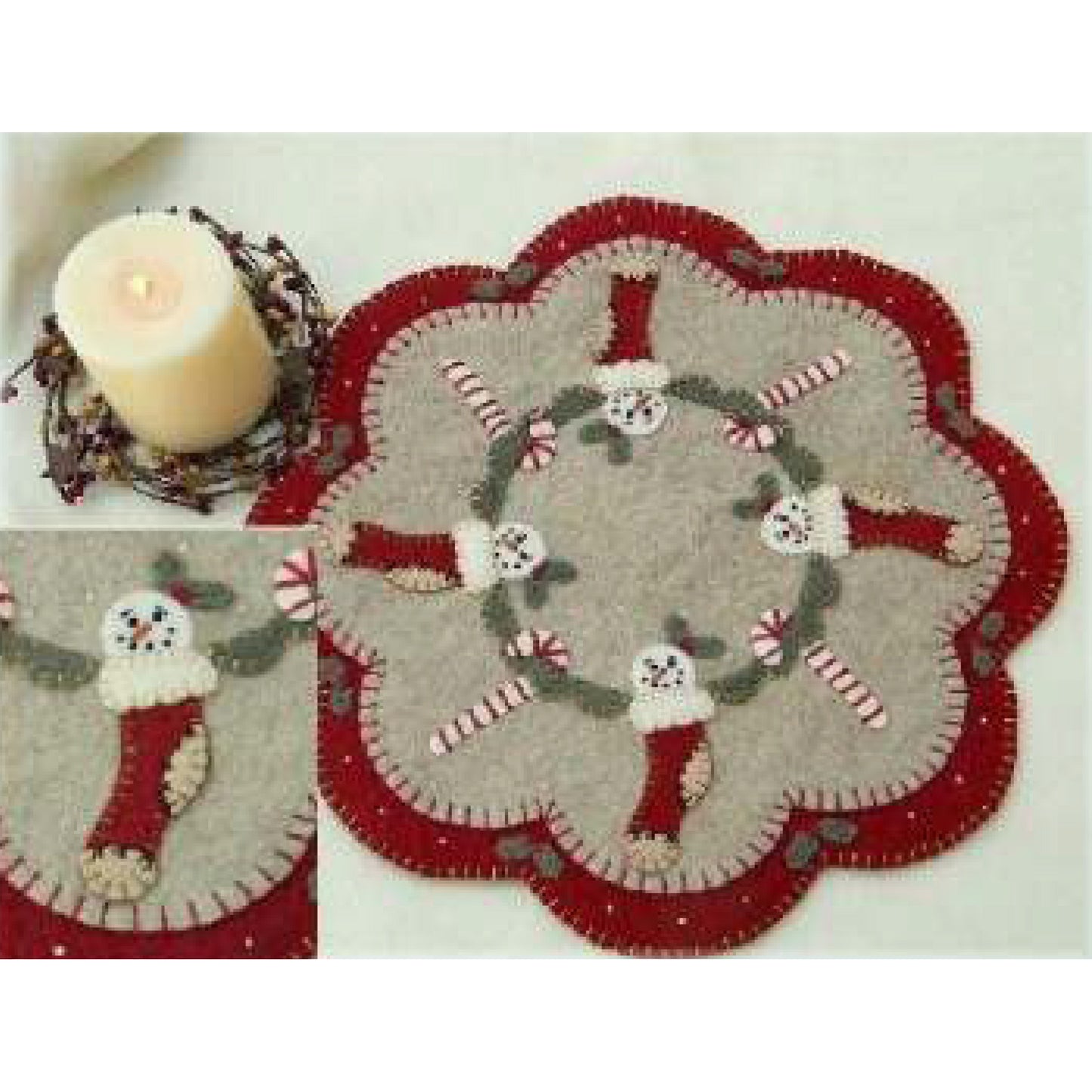 Christmas Stockings Penny Rug & Candle Mat Pattern PLP-127 - Paper Pattern