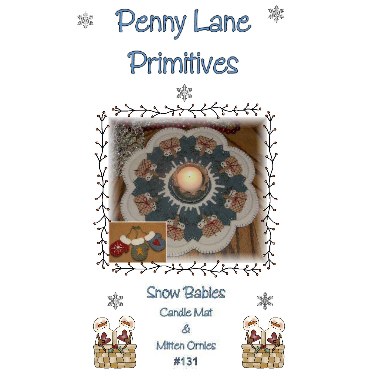 Snow Babies Penny Rug Candle Mat & Mitten Ornies Pattern PLP-131 - Paper Pattern