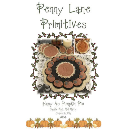 Easy as Pumpkin Pie Penny Rug Candle Mat Set PLP-136e  - Downloadable Pattern