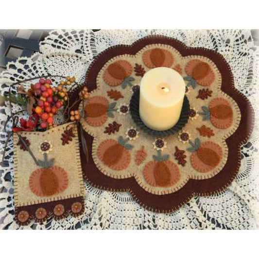 Autumn Beauty Penny Rug Candle Mat Set PLP-137e - Downloadable Pattern