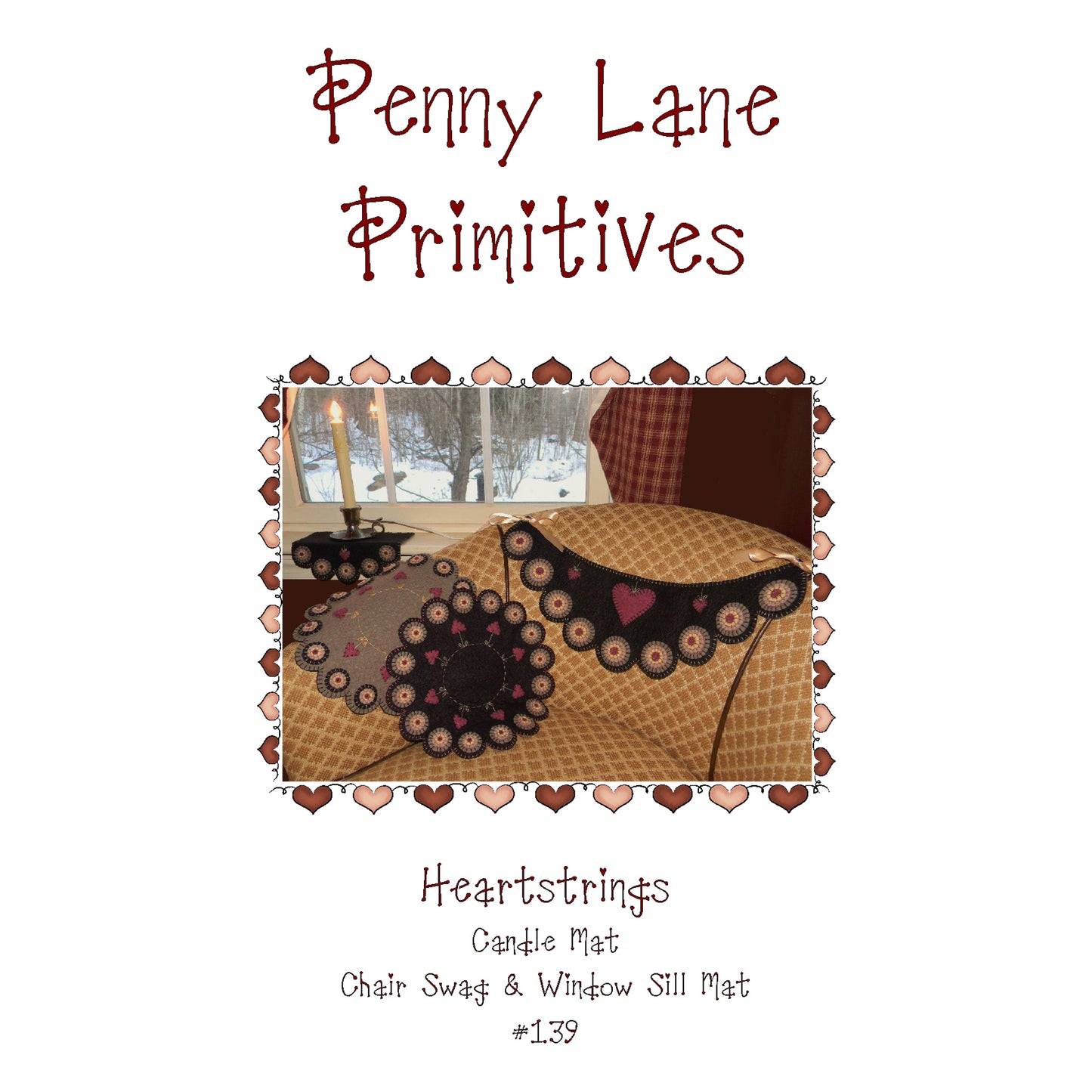 Heartstrings Penny Rug Candle Mat, Chair Swag & Windowsill Mat PLP-139e - Downloadable Pattern