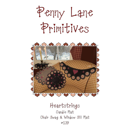 Heartstrings Penny Rug Candle Mat, Chair Swag & Windowsill Mat PLP-139e - Downloadable Pattern