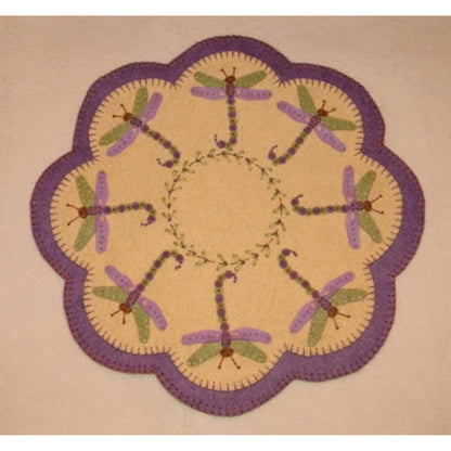 Dragonflies Penny Rug Candle Mat PLP-142e - Downloadable Pattern