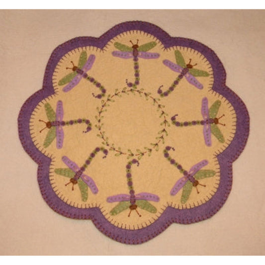 Dragonflies Penny Rug Candle Mat PLP-142e - Downloadable Pattern