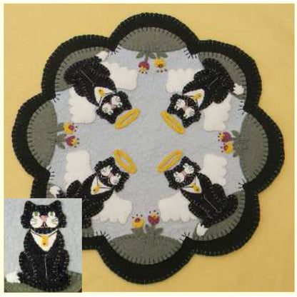 Angel Kitties Penny Rug Candle Mat Pattern PLP-146 - Paper Pattern