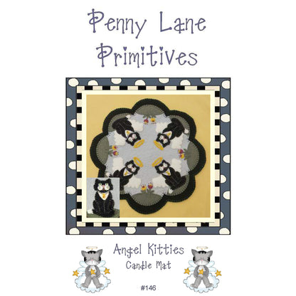 Angel Kitties Penny Rug Candle Mat Pattern PLP-146 - Paper Pattern