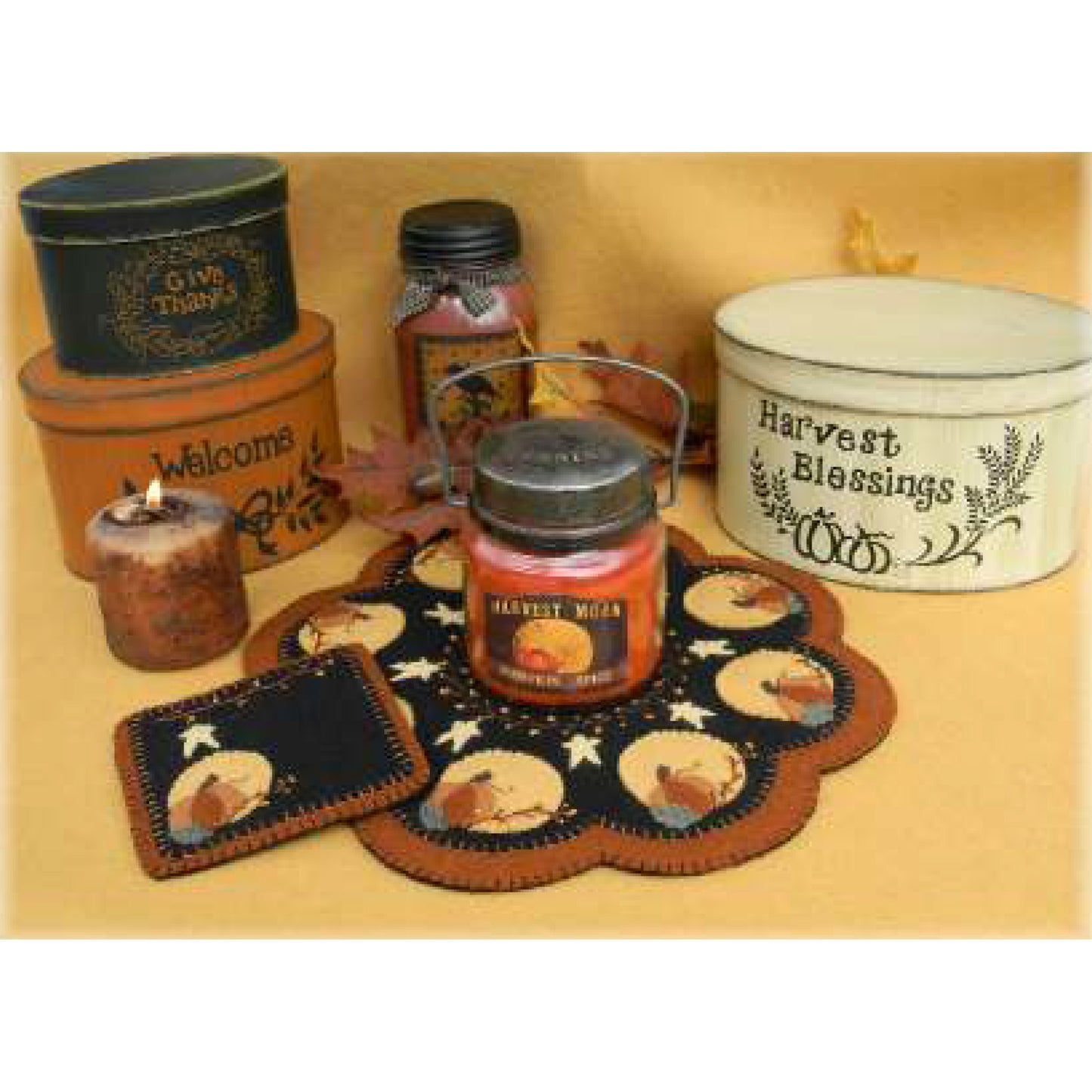 Harvest Moon Penny Rug Candle Mat Set Pattern PLP-151 - Paper Pattern