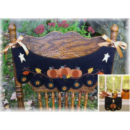 Pumpkin Patch Penny Rug Chair Swag with Windowsill Mat PLP-152e - Downloadable Pattern