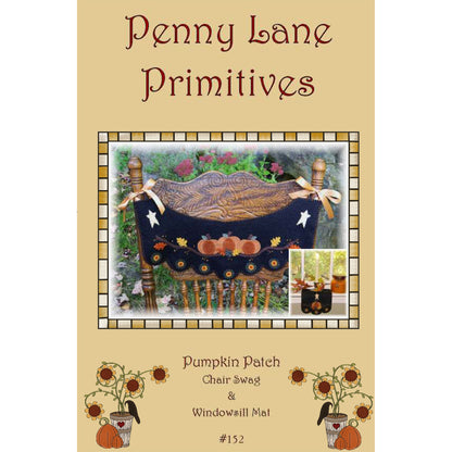 Pumpkin Patch Penny Rug Chair Swag with Windowsill Mat PLP-152e - Downloadable Pattern