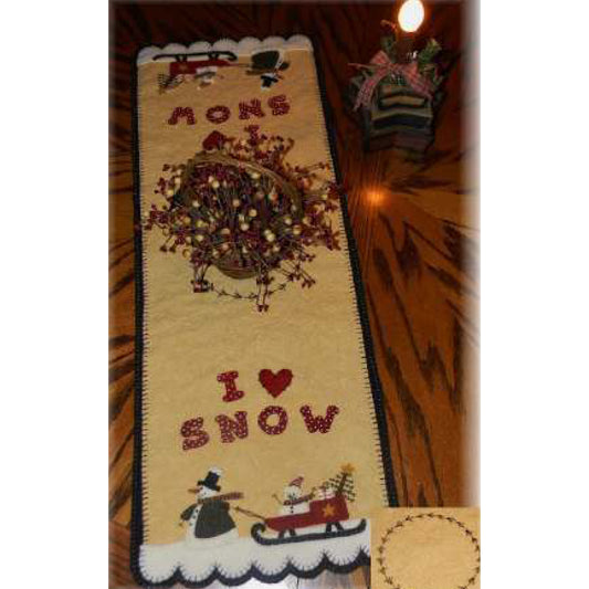 I Love Snow! Penny Rug Table Runner Pattern PLP-154 - Paper Pattern