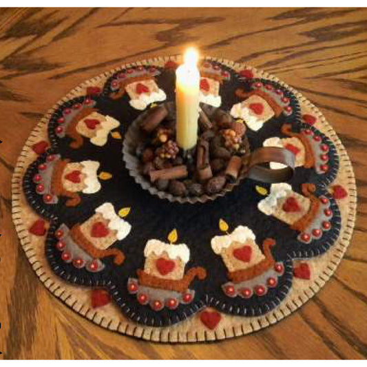 Prim Candles Penny Rug Candle Mat PLP-156e - Downloadable Pattern