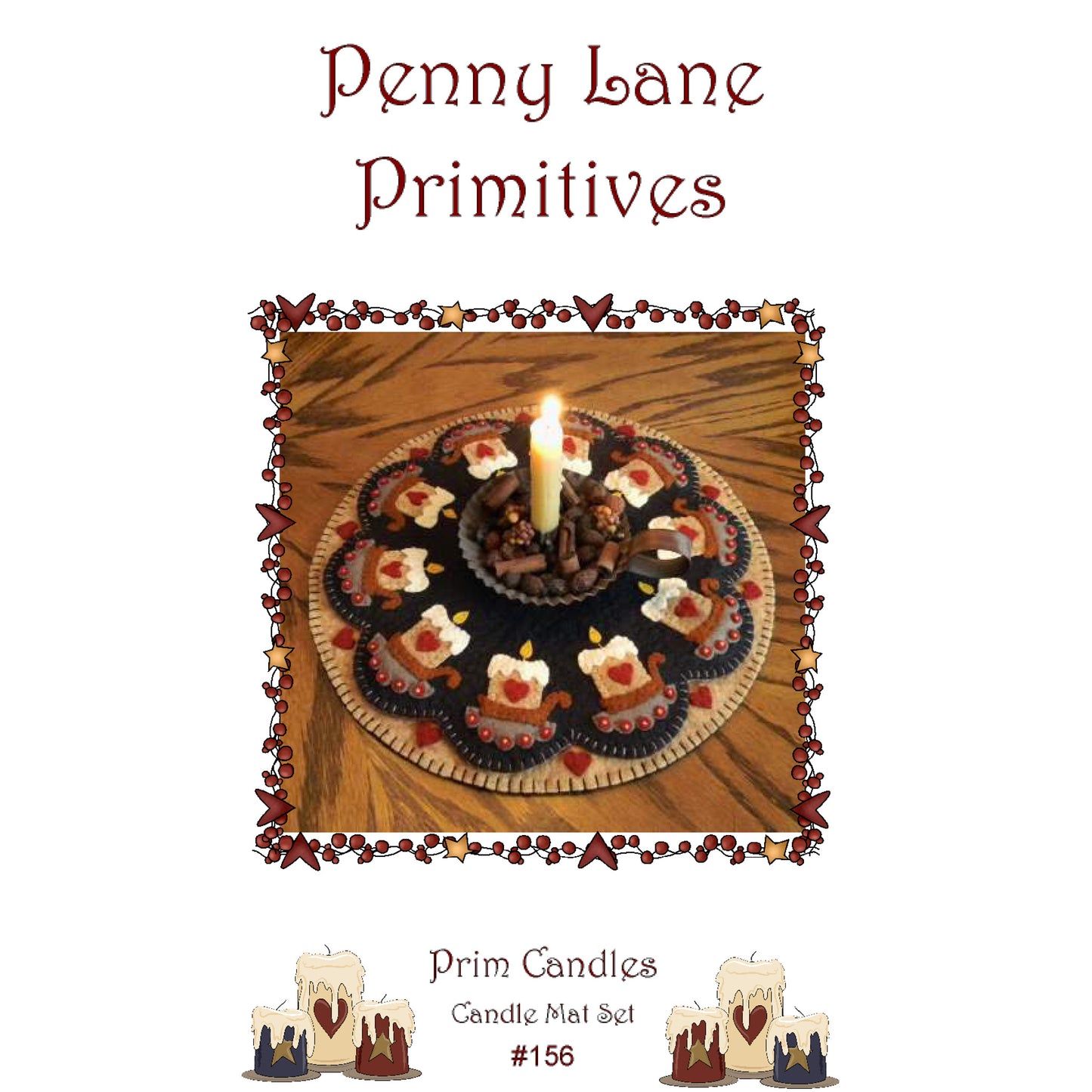 Prim Candles Penny Rug Candle Mat Pattern PLP-156 - Paper Pattern