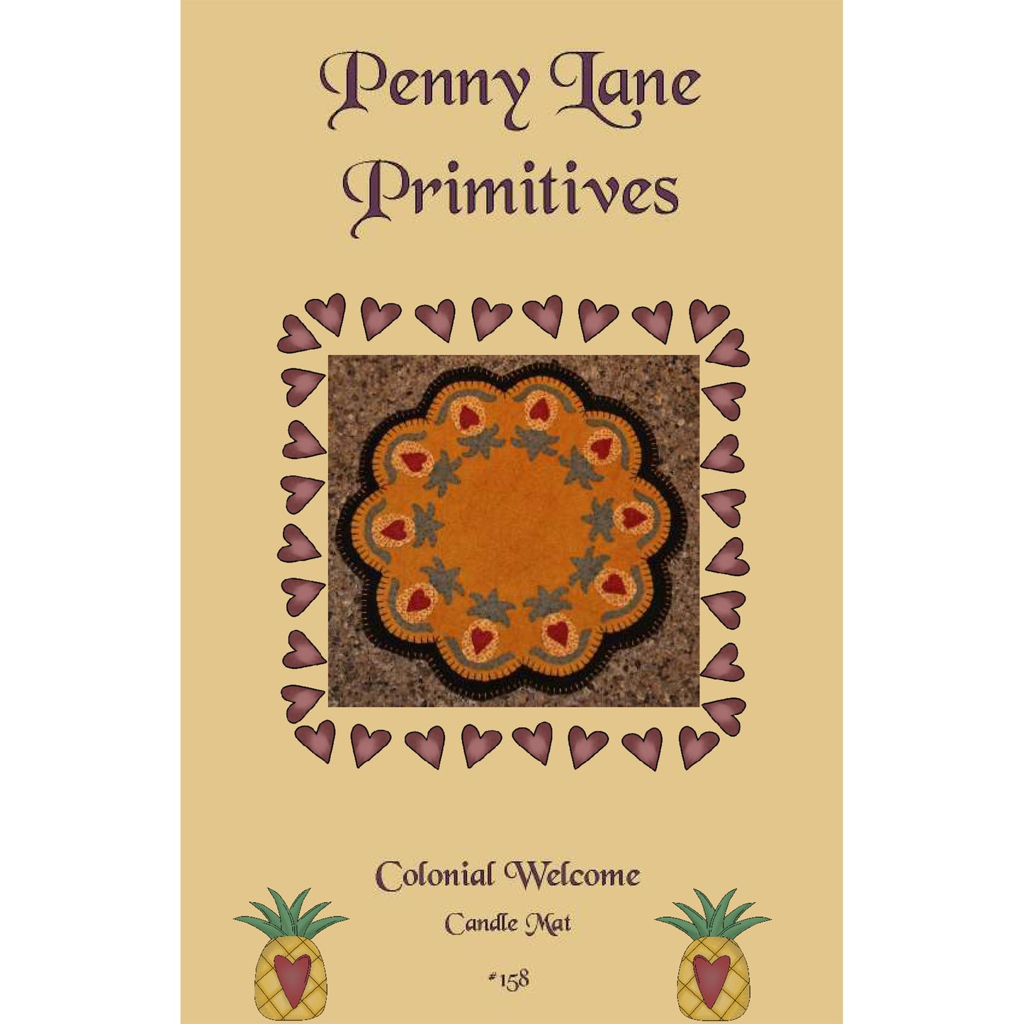 Colonial Welcome Penny Rug Candle Mat PLP-158e - Downloadable Pattern