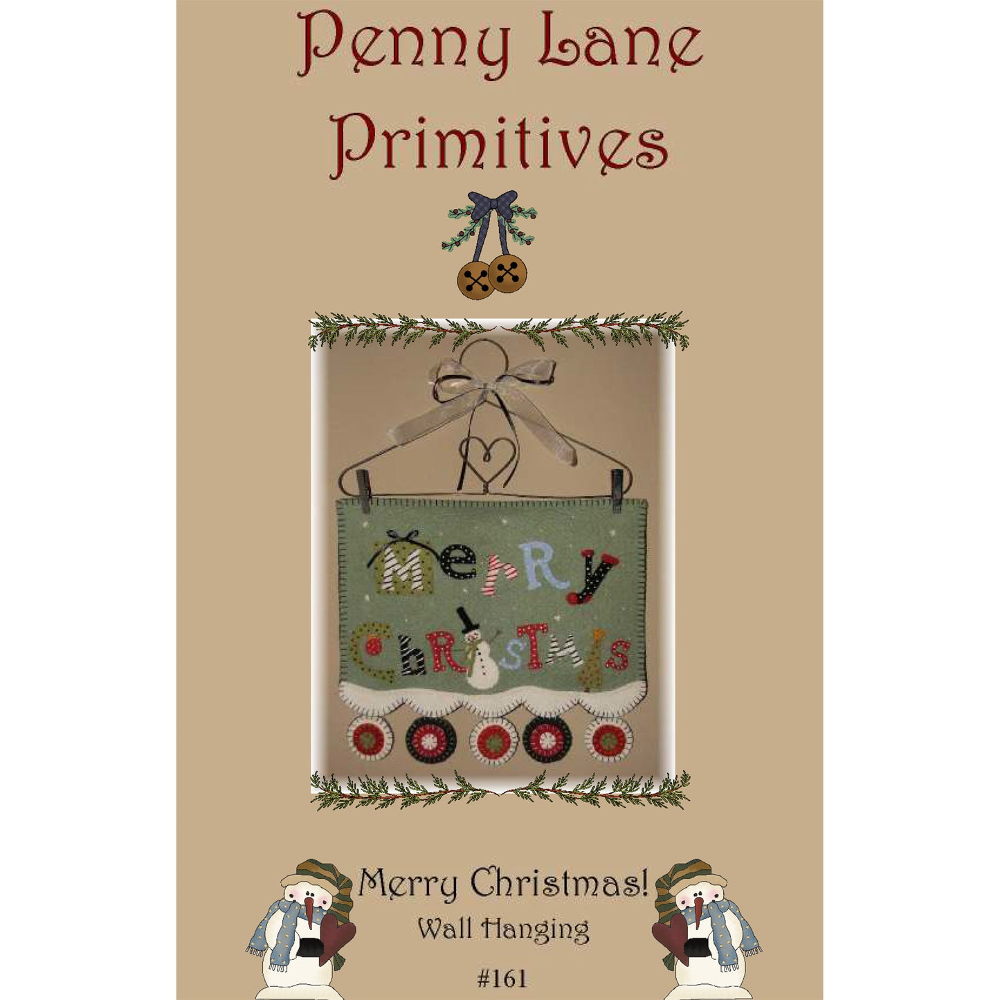 Merry Christmas! Penny Rug Wall Hanging Pattern PLP-161 - Paper Pattern