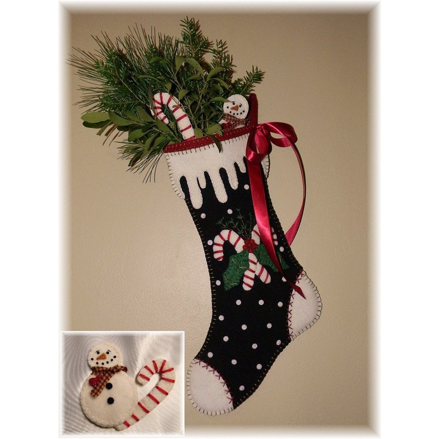 Candy Cane Christmas Stocking PLP-168e - Downloadable Pattern